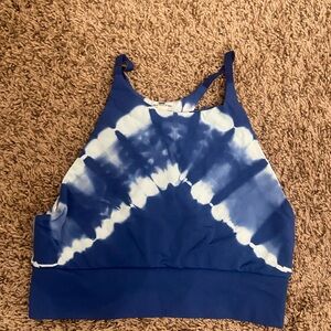 Blue and White Tie-Dye sports bra